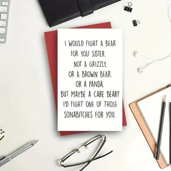 Birthday or Sisters Day Card - 8" x 5" - Picture 2 of 5